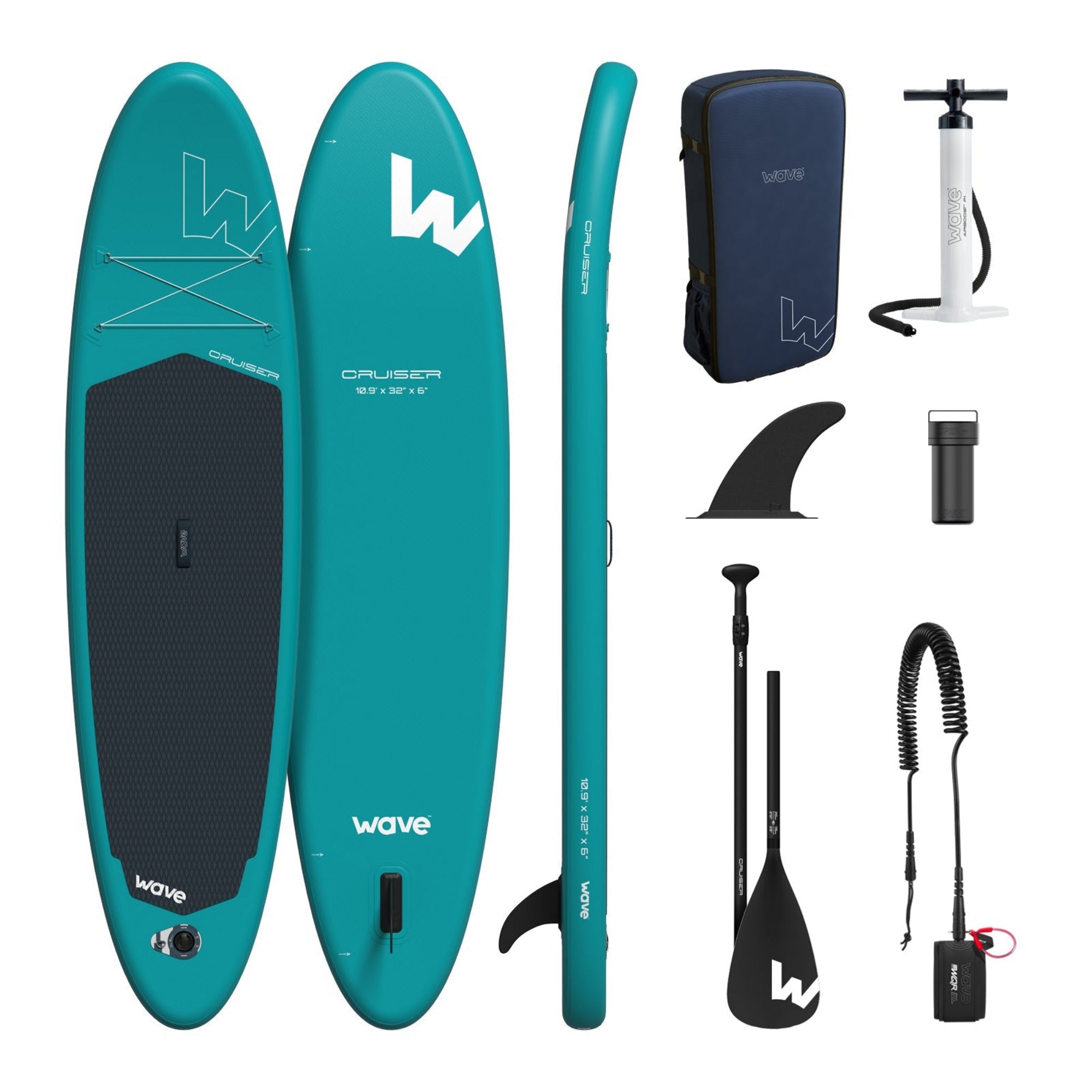 Cruiser 2.0 SUP | Inflatable Paddle Board | 10'9ft | Aqua - Wave Sups USA